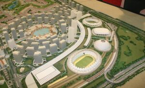 Een model van de Dubai Sports City. Beeld door Imre Solt via Wikimedia.
