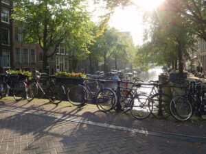 Geparkeerde fietsen in Amsterdam (bron: Wikimedia Commons - Peter Wolf)
